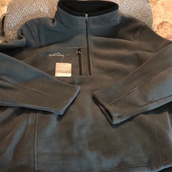 EDDIE BAUER Size 4X Classic QuarterZip Fleece Gray Logo Soft Pullover $85 NEW - Picture 12 of 12